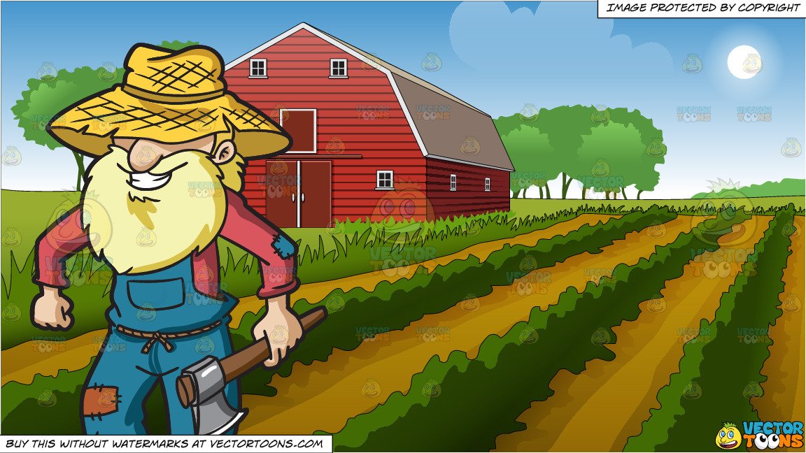 Field clipart farmer field. An old yokel and