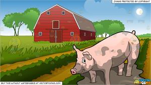 A cute pig playing. Field clipart mud