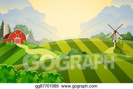 Field clipart organic. Eps vector cartoon farm