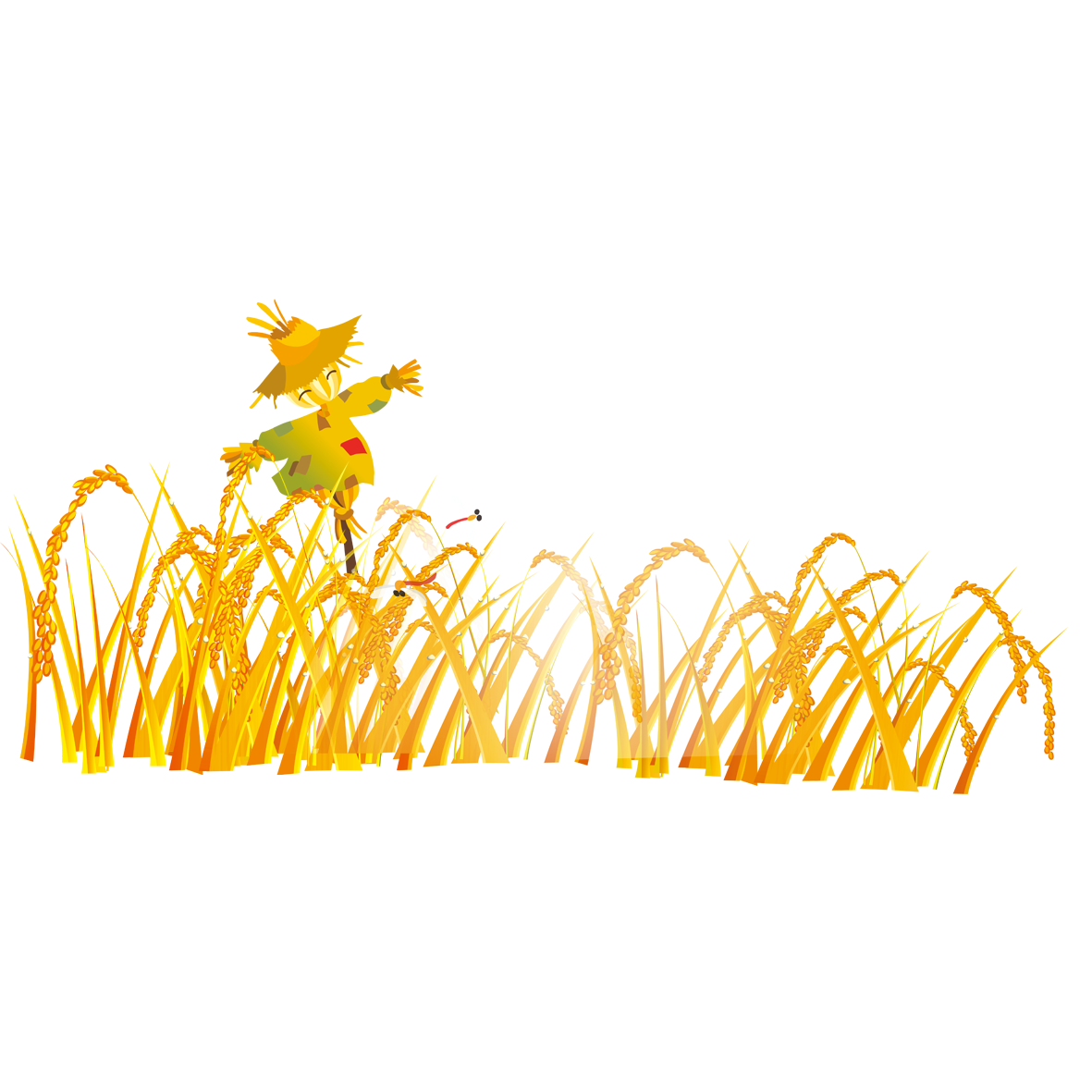 Graphic design cartoon scarecrow. Field clipart wheatfield