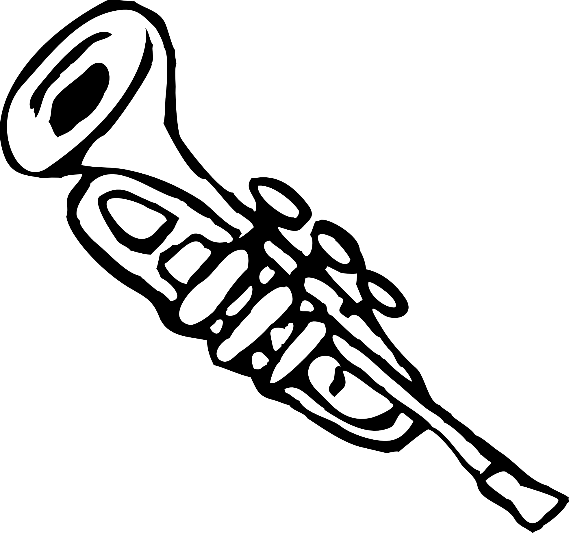 horn clipart black and white