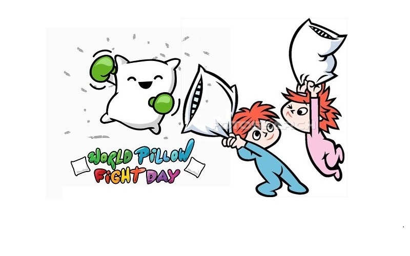 World pillow fight day. June clipart travelled