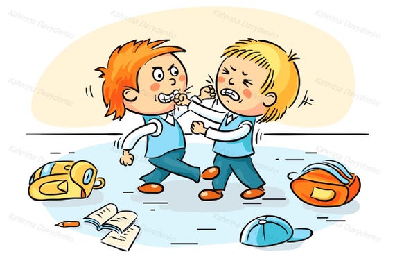 Fighting clipart kind kid. Two schoolboys are education