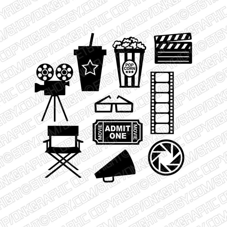  cinema camcorder clapperboard. Film clipart movie theme