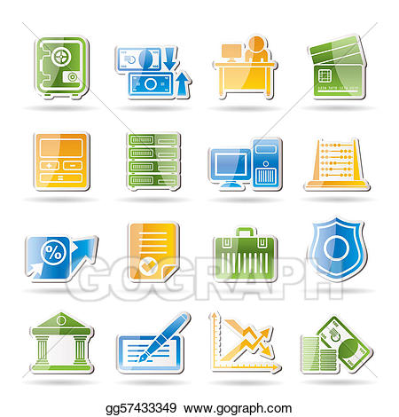 Finance clipart business finance. Vector bank and office