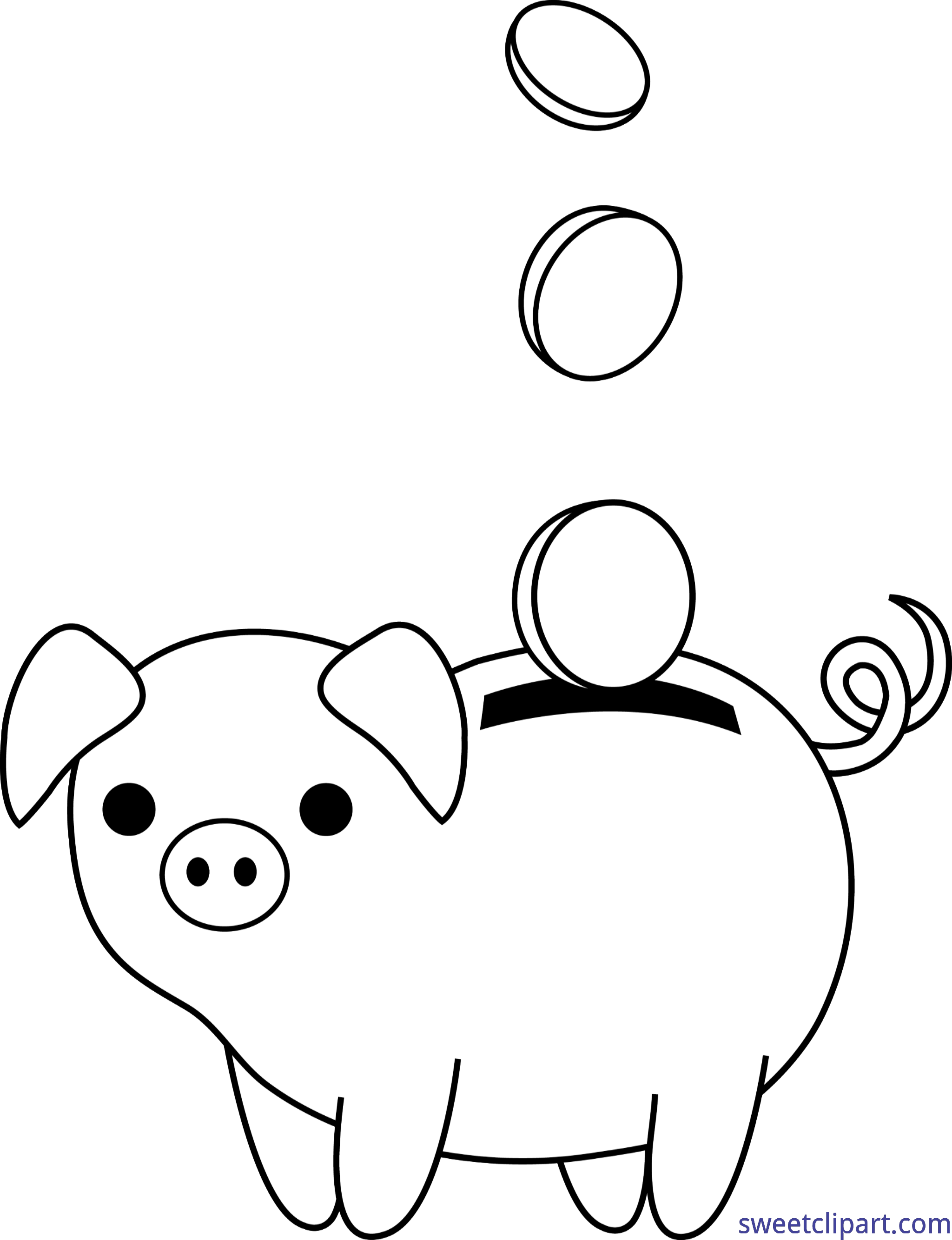 Finance clipart clip art. Piggy bank coins lineart