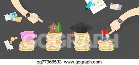 Finance clipart family. Vector art financial money