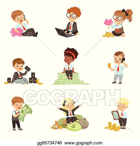 Eps vector kids in. Financial clipart kid