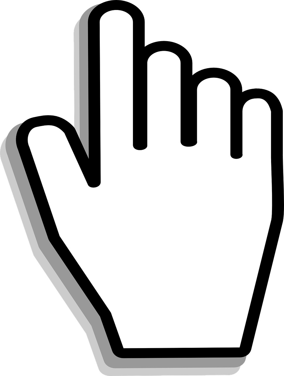 Curser shadow click symbol. Finger clipart large hand