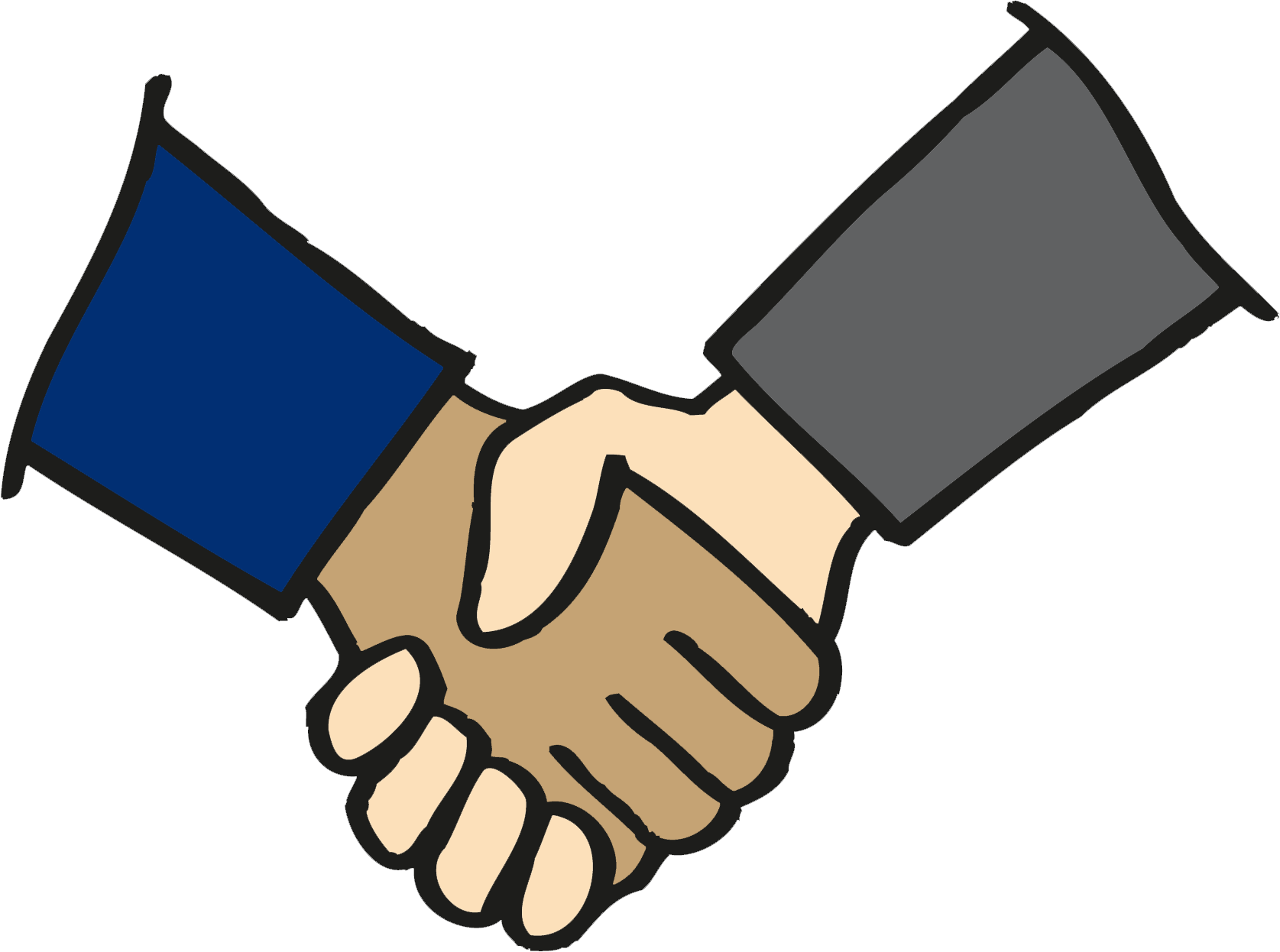 Two hands clasped color. Handshake clipart equality