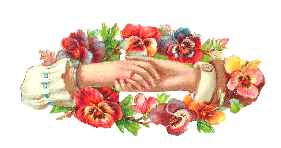 Finger clipart vintage. Victorian summer flowers clip