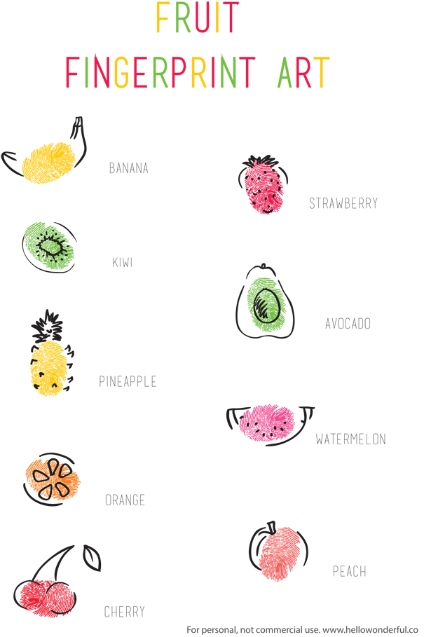 Handprint clipart pediatric cancer. Fruit fingerprint art for