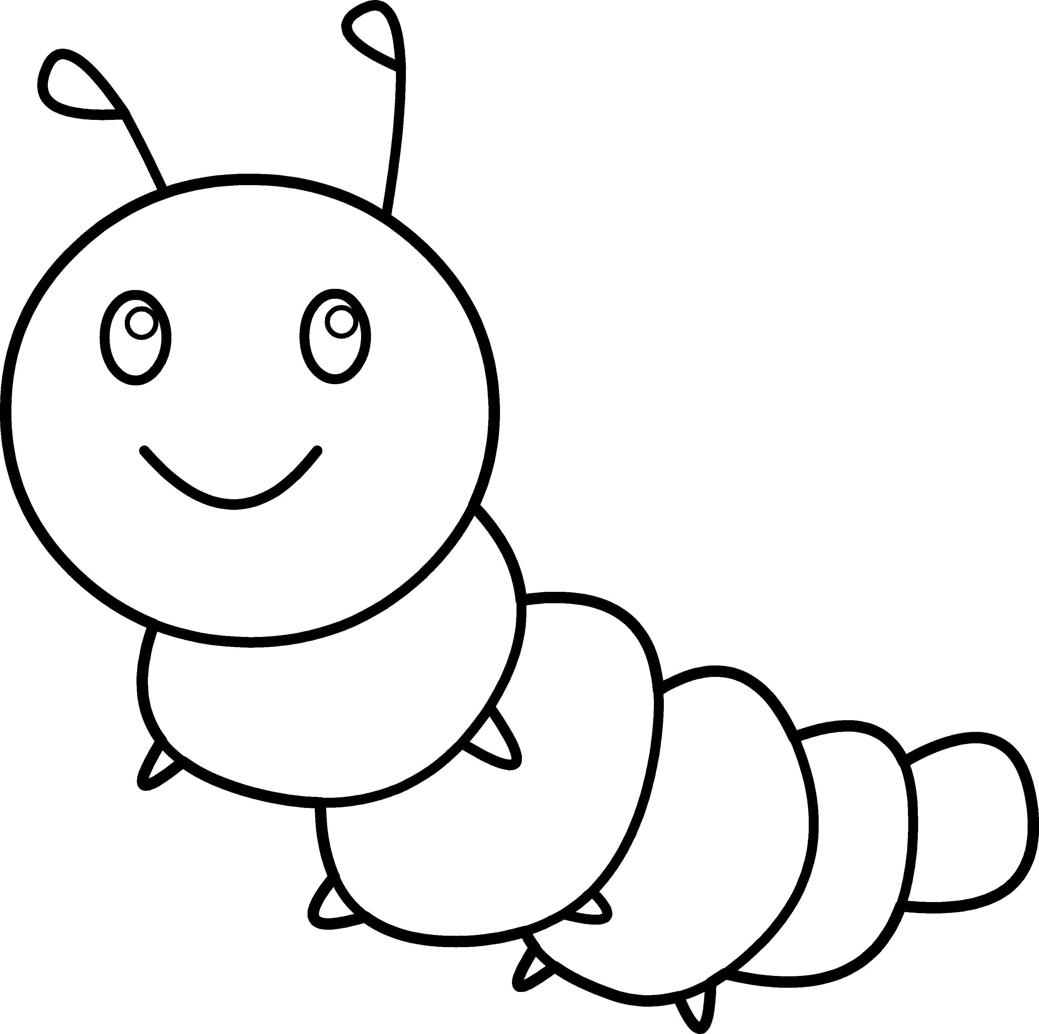 Happy caterpillar coloring page. Worm clipart cutterpillar