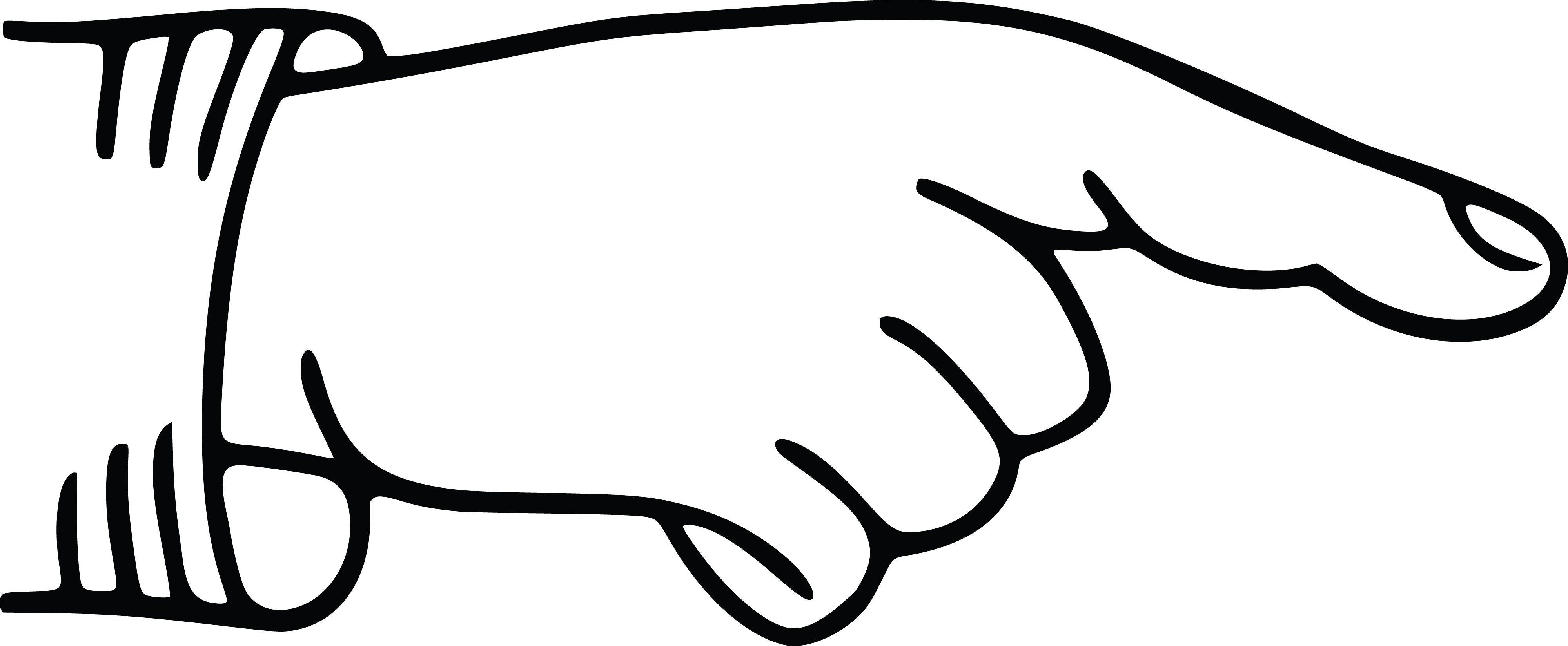 Hand black and white. Fingers clipart outline