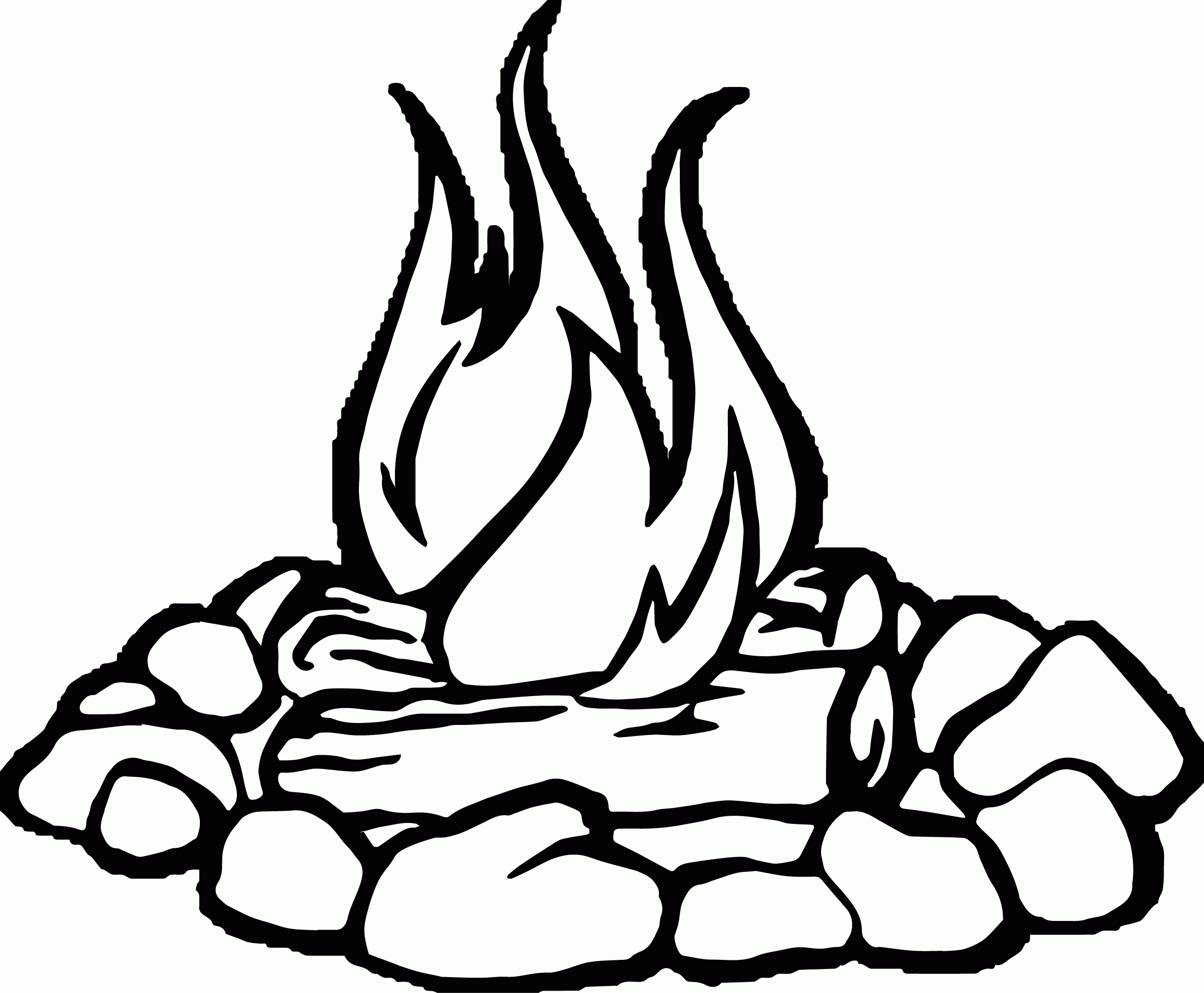 fire clipart black and white