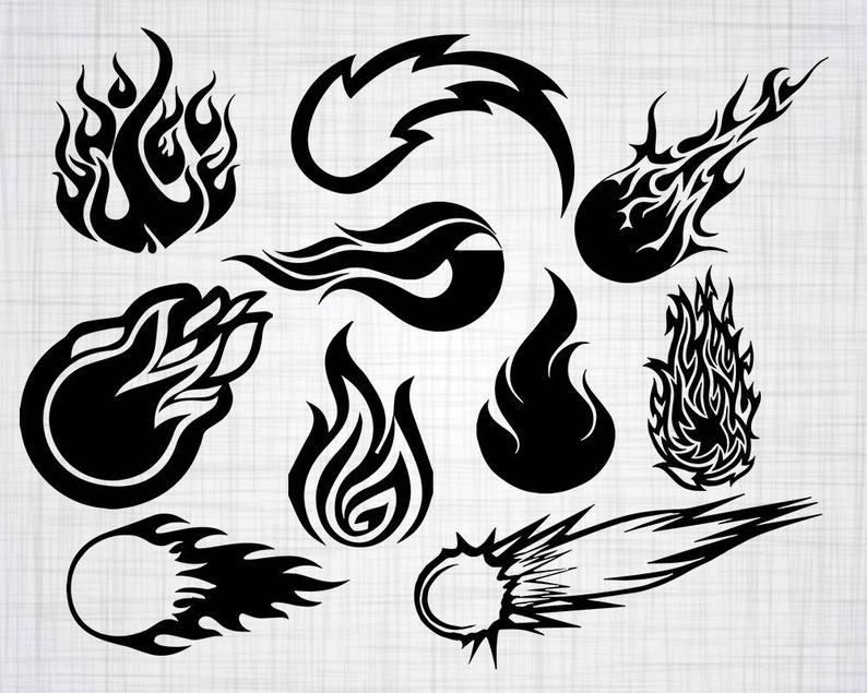 fireball clipart black and white