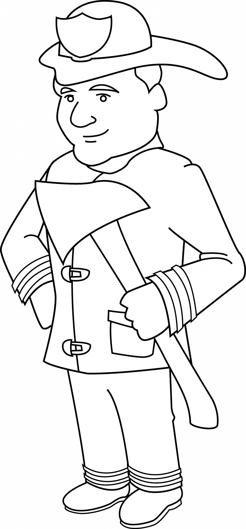 fireman clipart black and white