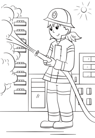 Firefighter clipart coloring page. Girl free printable pages