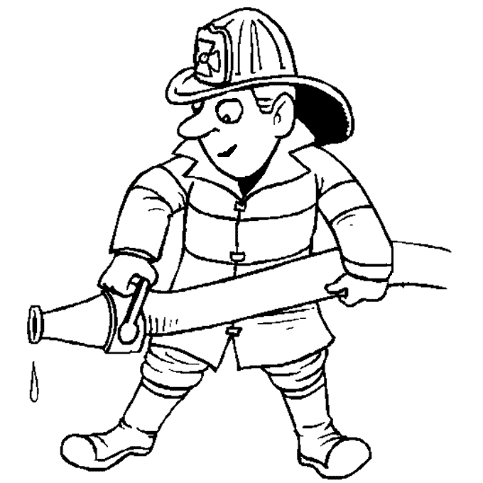 Fireman clipart outline. Firefighter black and white