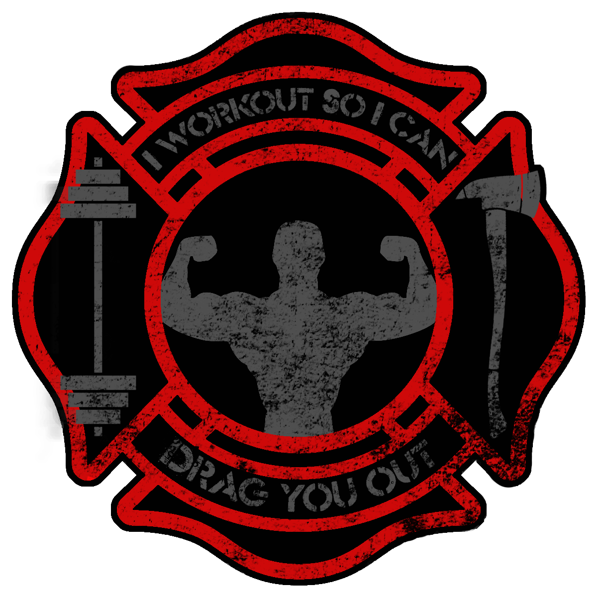 American gym rat decal. Firefighter clipart crest