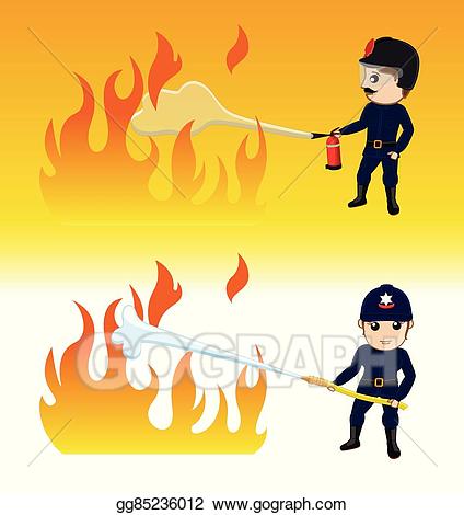 Firefighter clipart extinguish. Vector art firefighters the