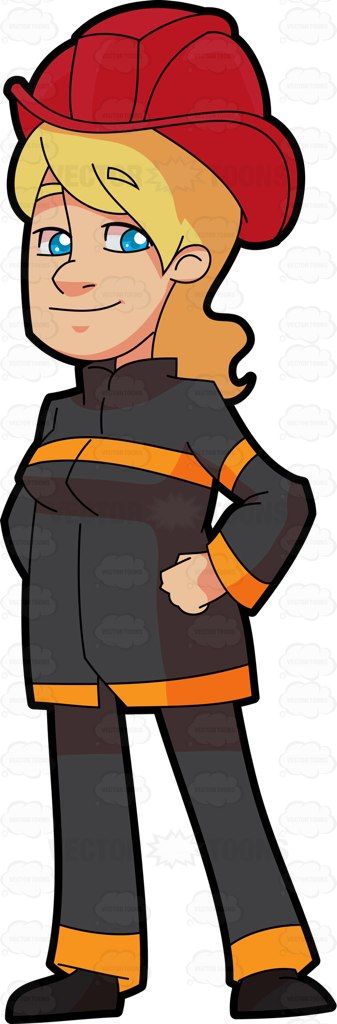 A cartoon vector vectortoons. Firefighter clipart female firefighter