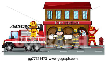 Firefighter clipart fire rescue. Eps illustration station vector