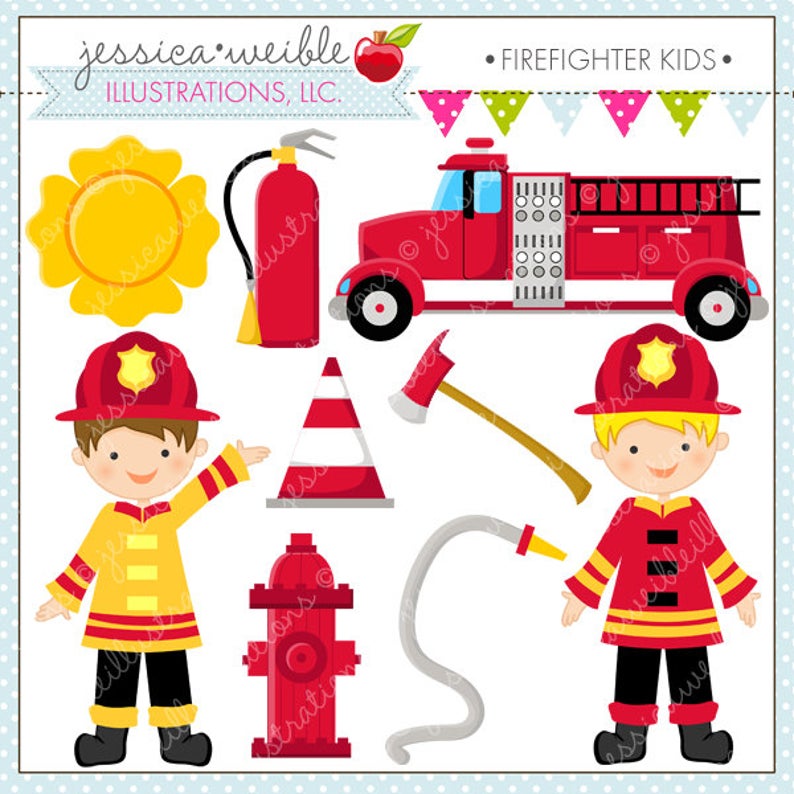 Firefighter clipart thing. Kids cute digital commercial