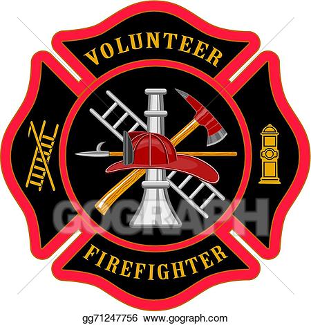 Firefighter clipart volunteer firefighter. Vector art maltese cross