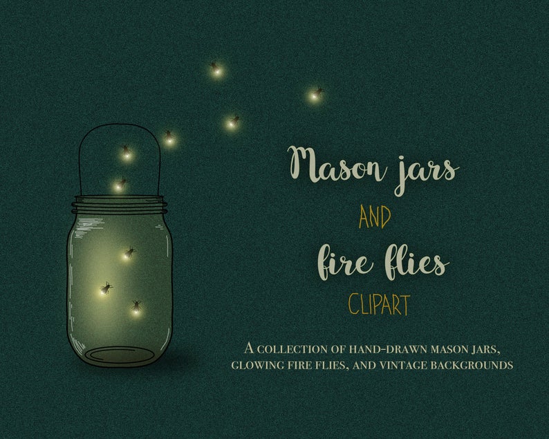 Firefly clipart fire fly. Mason jar lights fireflies