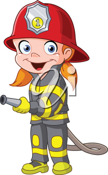 Fireman clipart fireman costume. Young girl in a