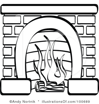 fireplace clipart black and white