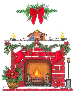 fireplace clipart christmas