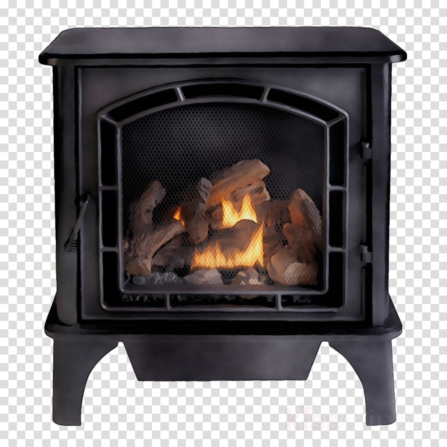 Wood burning stove heat. Fireplace clipart hearth