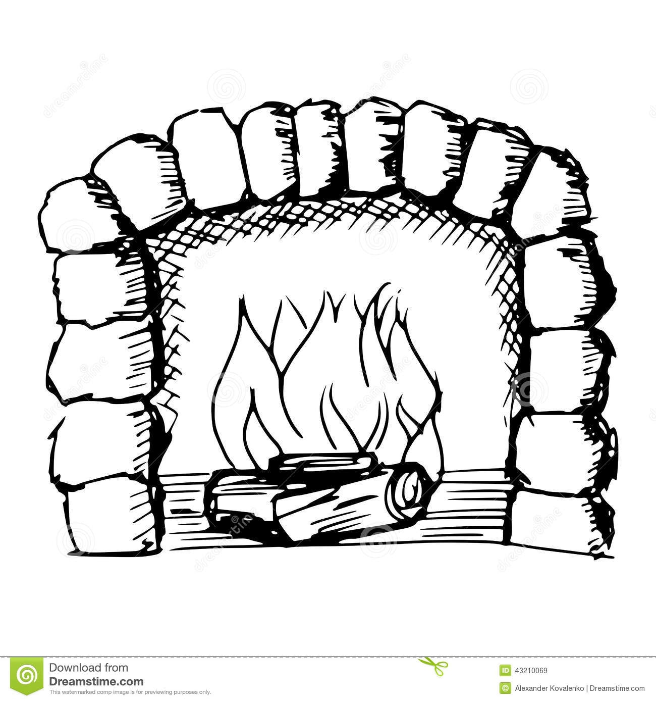 fireplace clipart outline