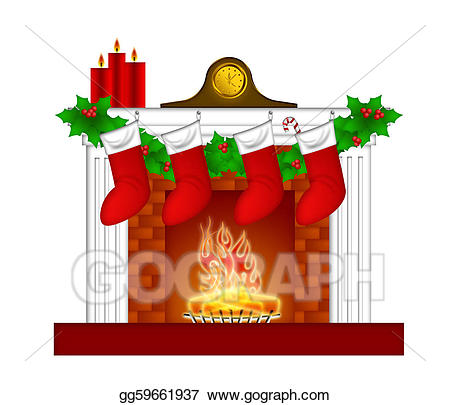 fireplace clipart stocking clipart