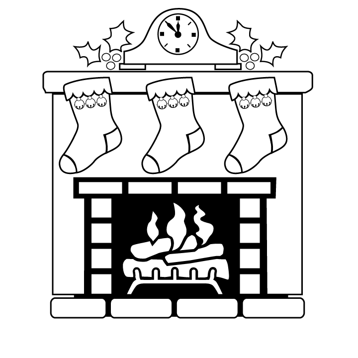 fireplace clipart stocking clipart