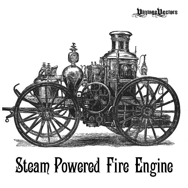 Firetruck clipart vintage. Vector art of steam