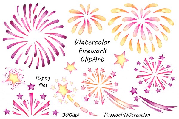 firework clipart watercolor
