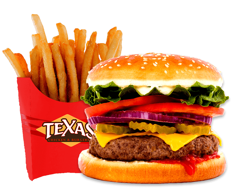 Texas chicken and burgers. Fries clipart burger