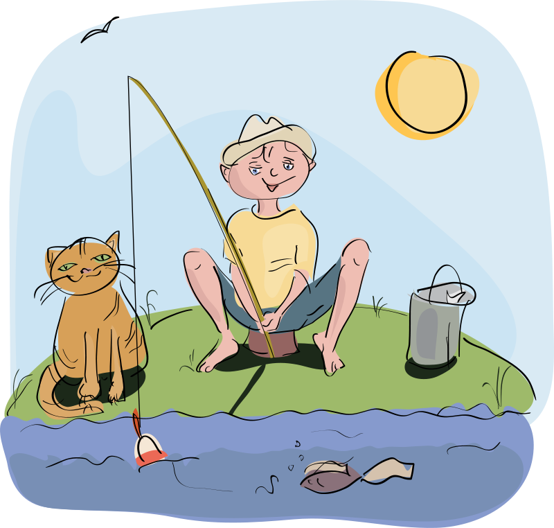 Fish clipart ship. Fishing in river clipground