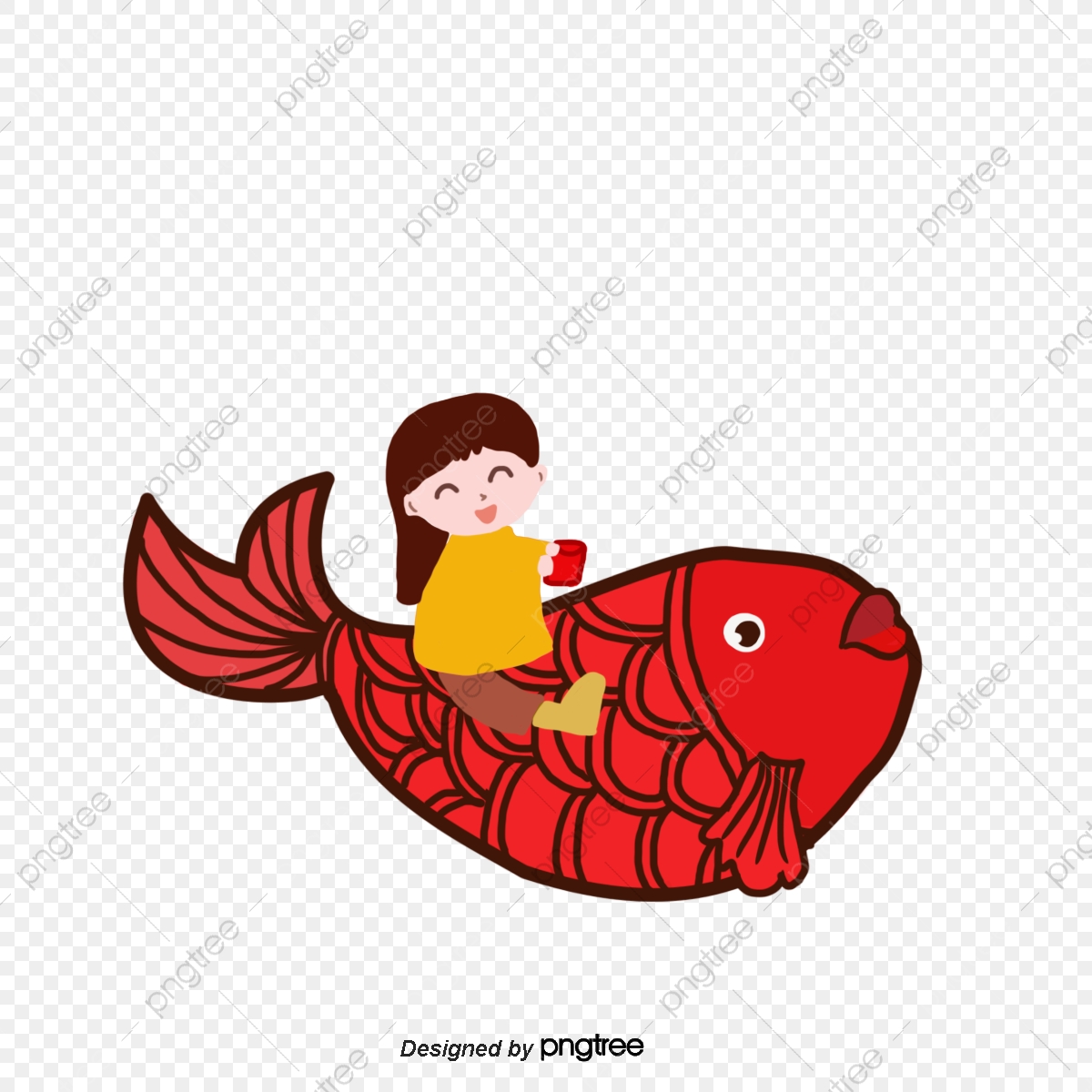 Fish clipart spring. Festival girl and red