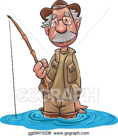 Vector stock old clip. Fisherman clipart fisher