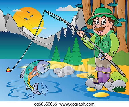 fisherman clipart fishing lake