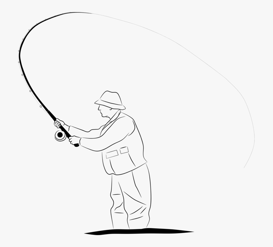 fisherman clipart line drawing