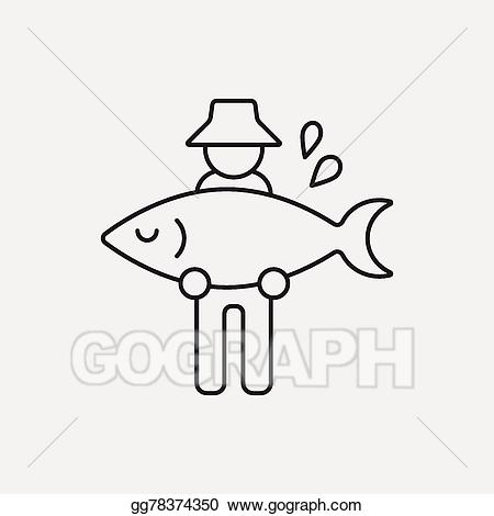 fisherman clipart line drawing