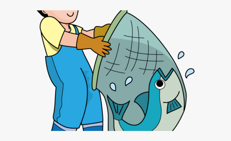 Fisherman clipart net clipart. Fish water in transparent