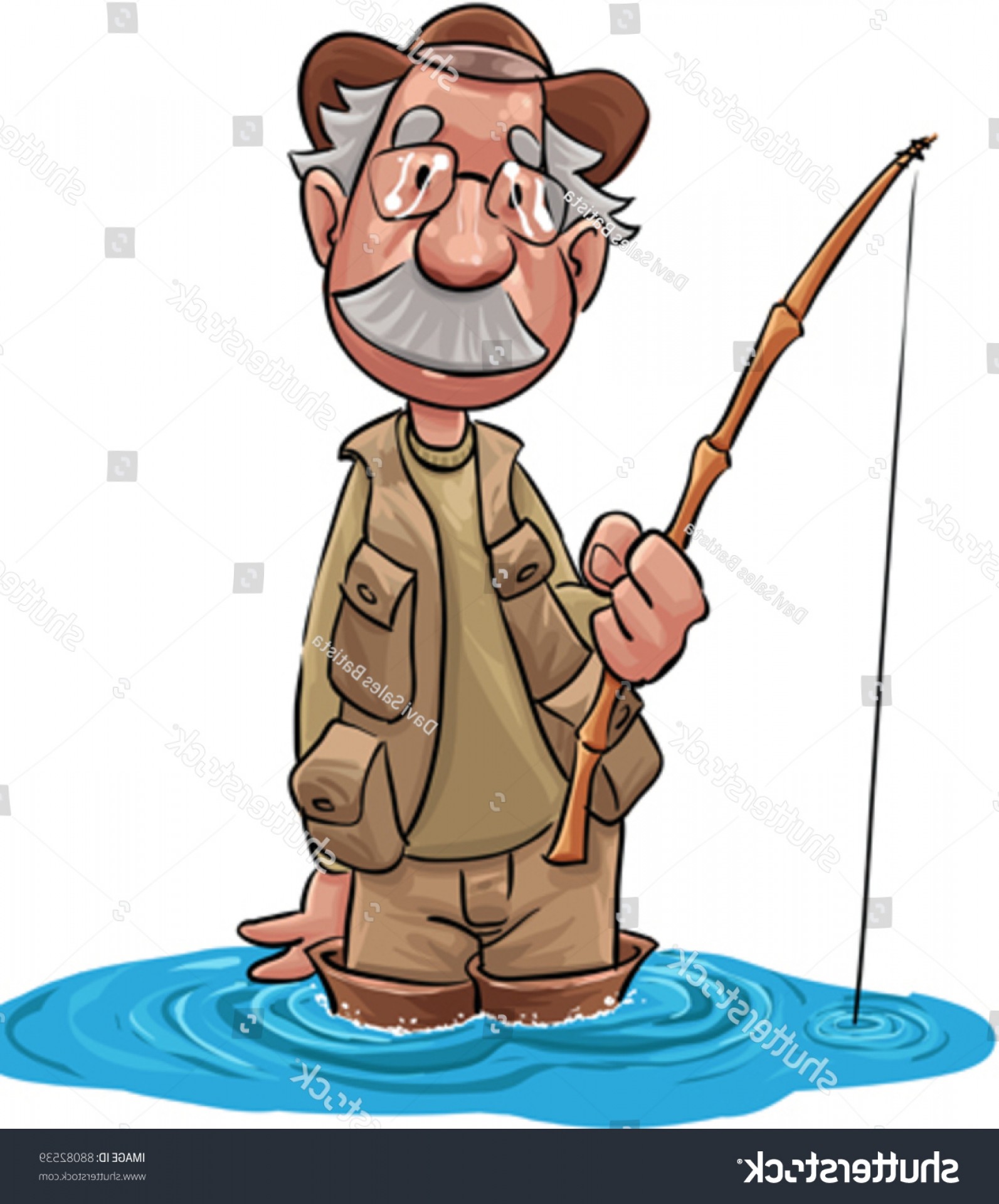 Fisherman clipart old fisherman. Waiting fish take hook