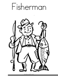 Black and white free. Fisherman clipart outline