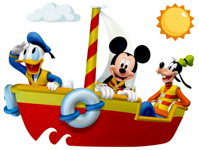Goofy clipart swimming. Mickey donald in sailboat